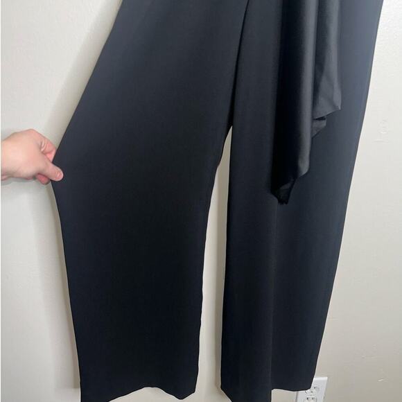 Jonathan Simkhai Cady V-Neck Satin Combo Wide Leg Jumpsuit Black Size 0 - Picture 7 of 11